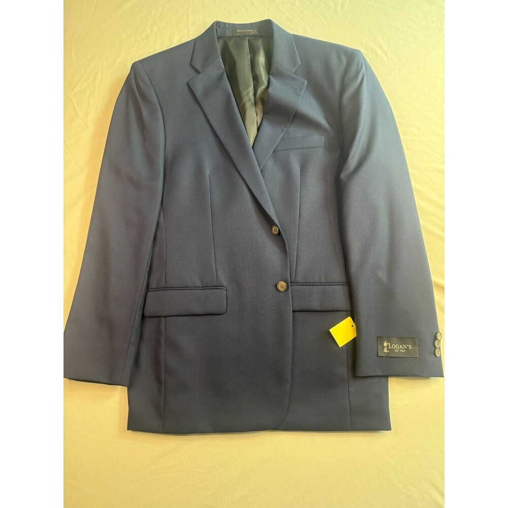 Logans Sports Coat Mens Size L 43 2 Button Navy Blue Single Breasted Arthur 107